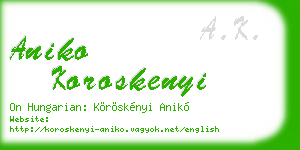 aniko koroskenyi business card