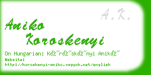 aniko koroskenyi business card